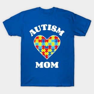 Autism Mom, April Is Autism Awareness Month Heart Shape Puzzle T-Shirt